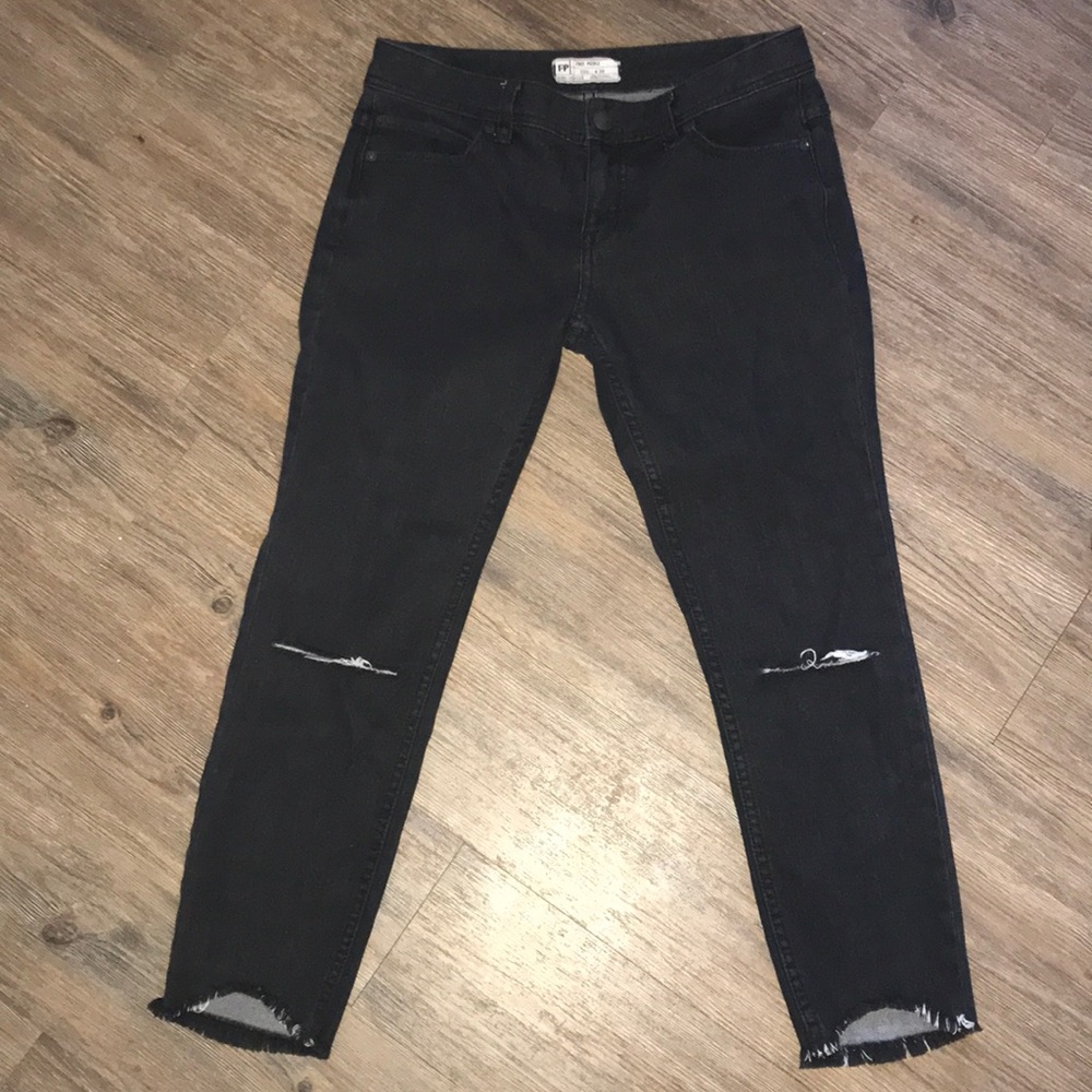 Free People Black Frayed Jeans Size 28
